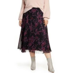 NWT | Halogen Pleated Chiffon Floral Midi Skirt